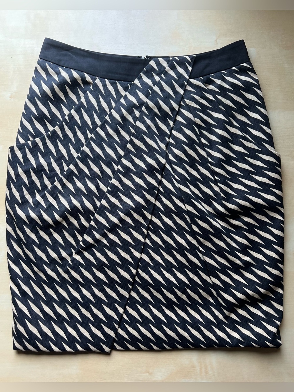 Anthropologie Fei Washi Wrap Black and Beige Pencil Skirt -Girlboss Corpcore